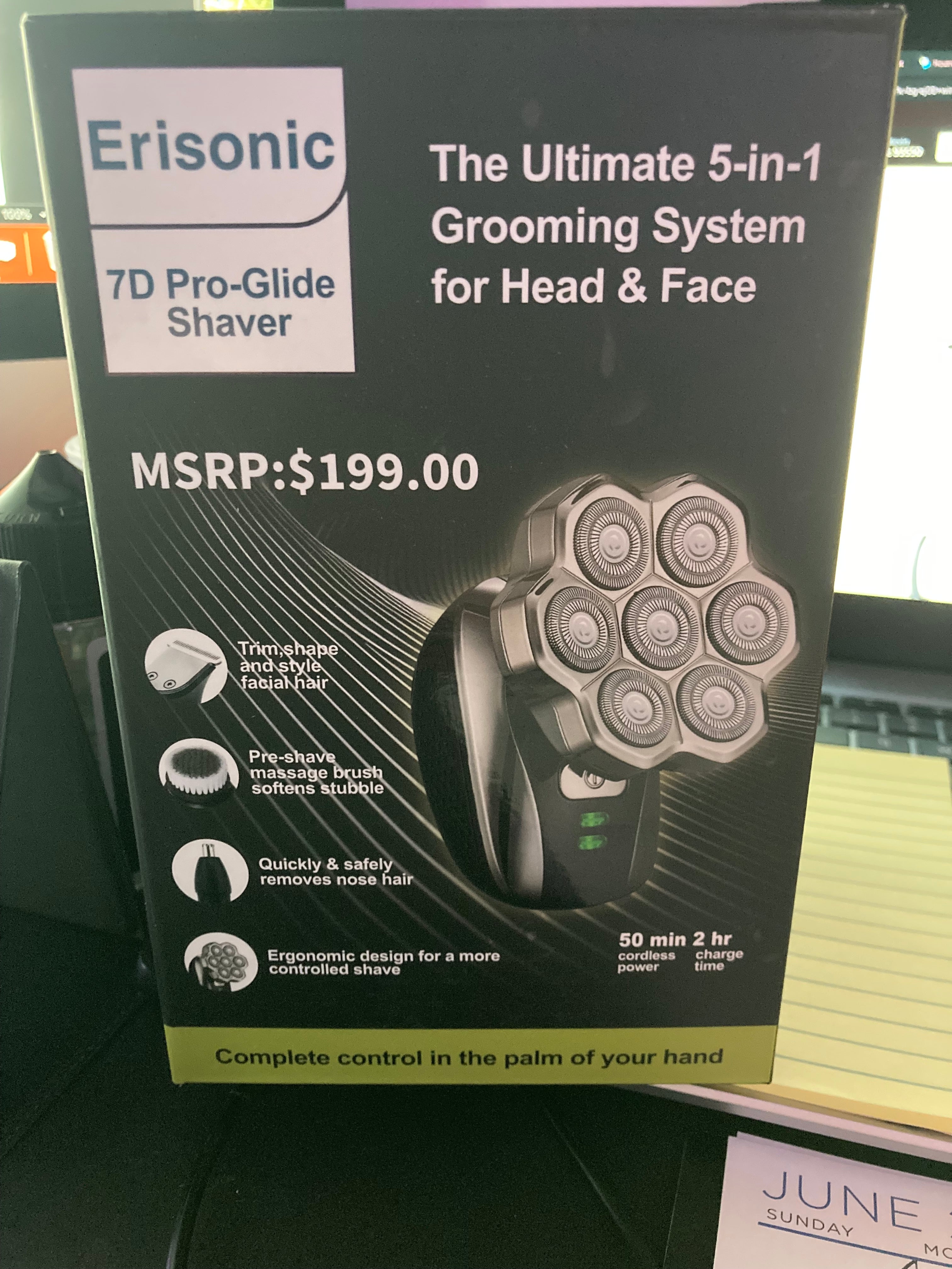 Erisonic 7D Pro-Glide Shaver 5-in-1 Head Face Grooming System