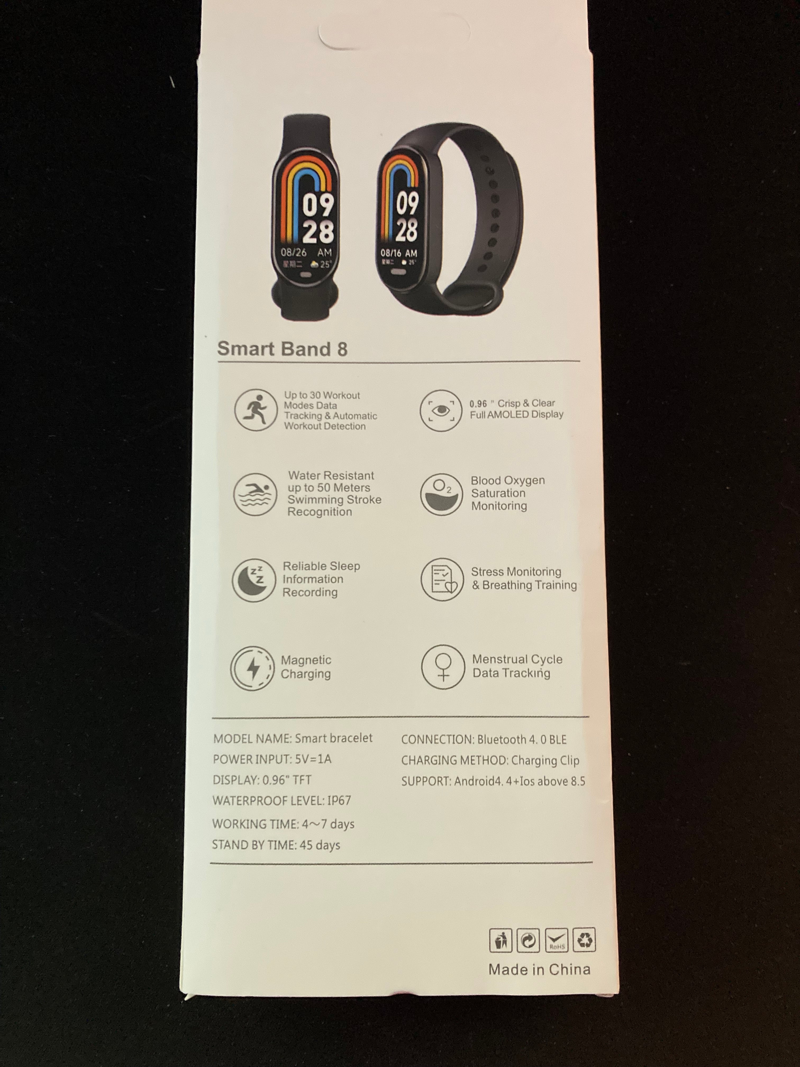 Smart Band 8 Smart Bracelet Monitor Heart,Pulse,Oxygen Brand New