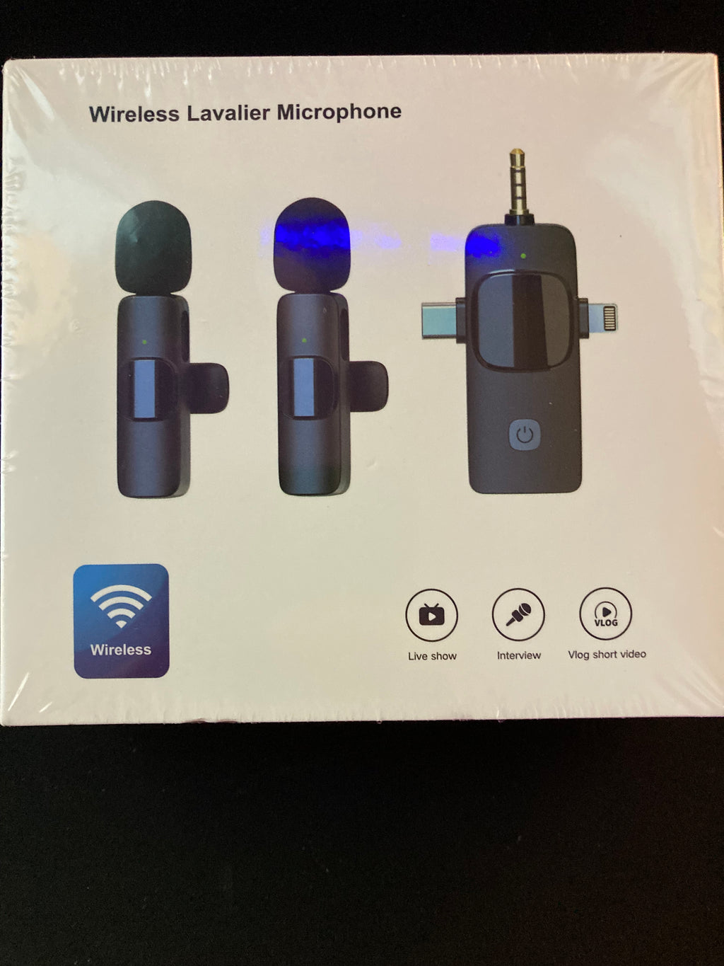 NEW!!3 in 1 Wireless Clip-on Microphones for iPhone, Camera, Android, iPad, Sealed